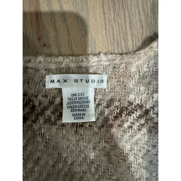 Max Studio Ruana Poncho Wrap Shawl Womens O/S Multicolor Plaid Belted Fringe - Picture 4 of 4